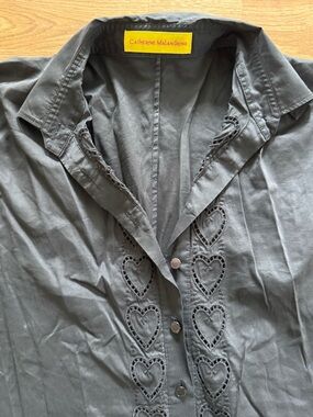 Catherine Malandrino Heart-Cutout Button Shirt Black